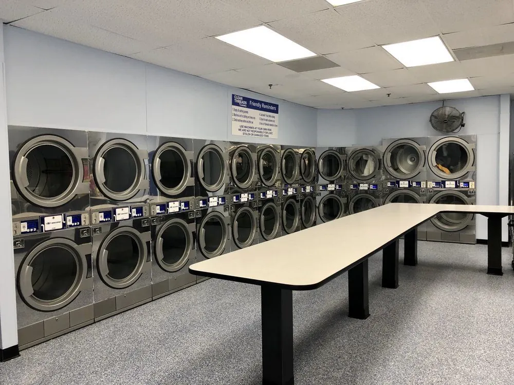 Clean folding area at Clean Threads Laundry